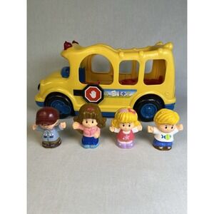 Fisher Price Little People Lil Movers School Bus &Driver WORKS 2005 Lights Sound